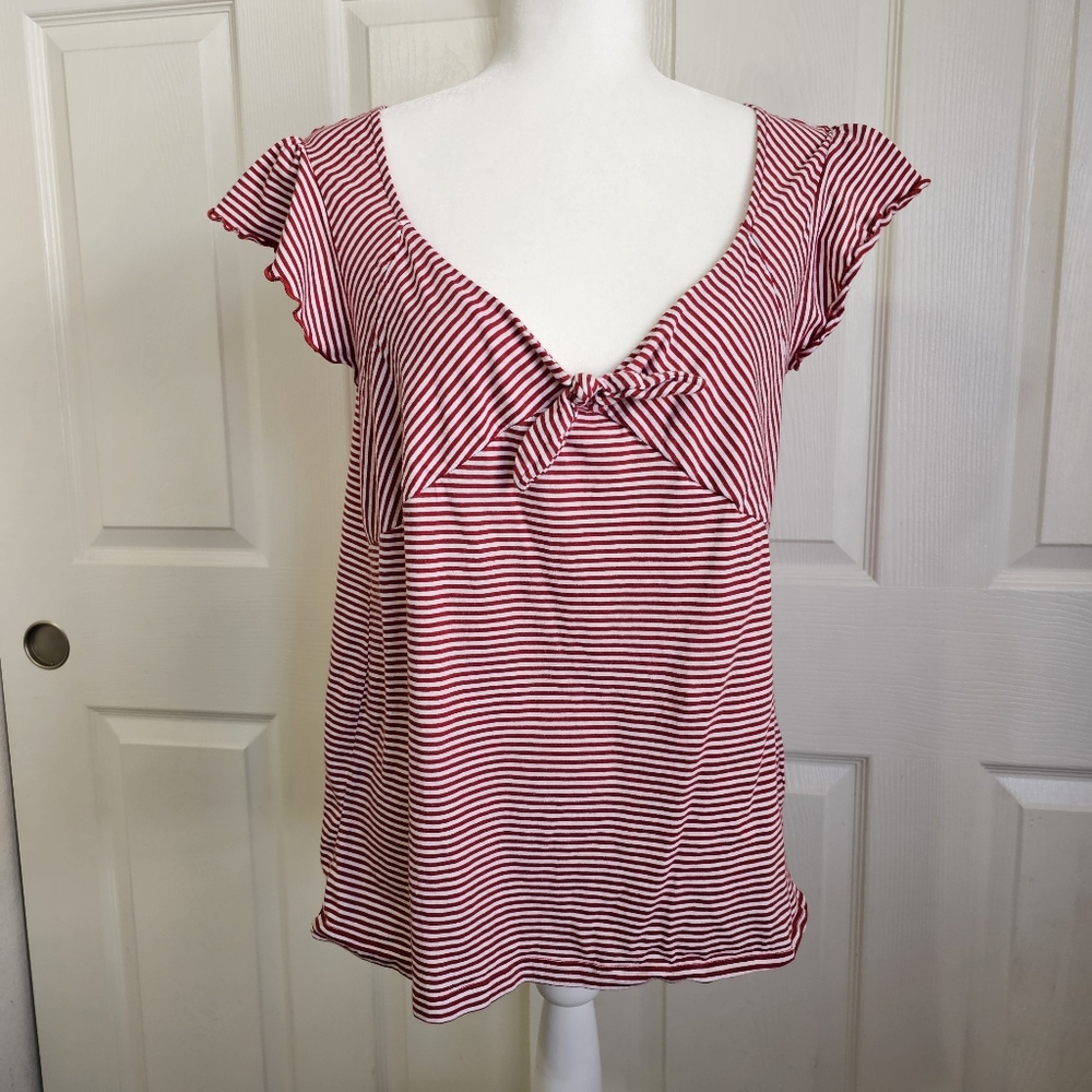 Striped Red and White Women's Top